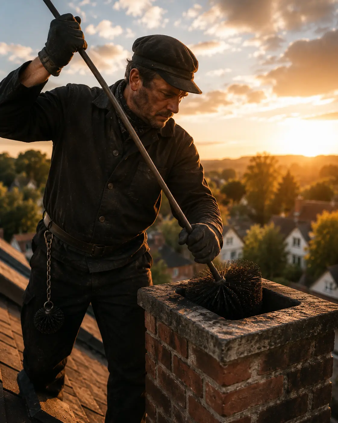 Chimney technician at work