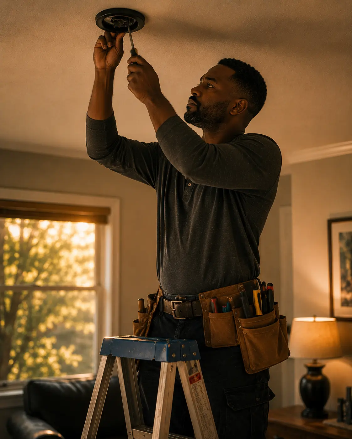 Electrical technician at work