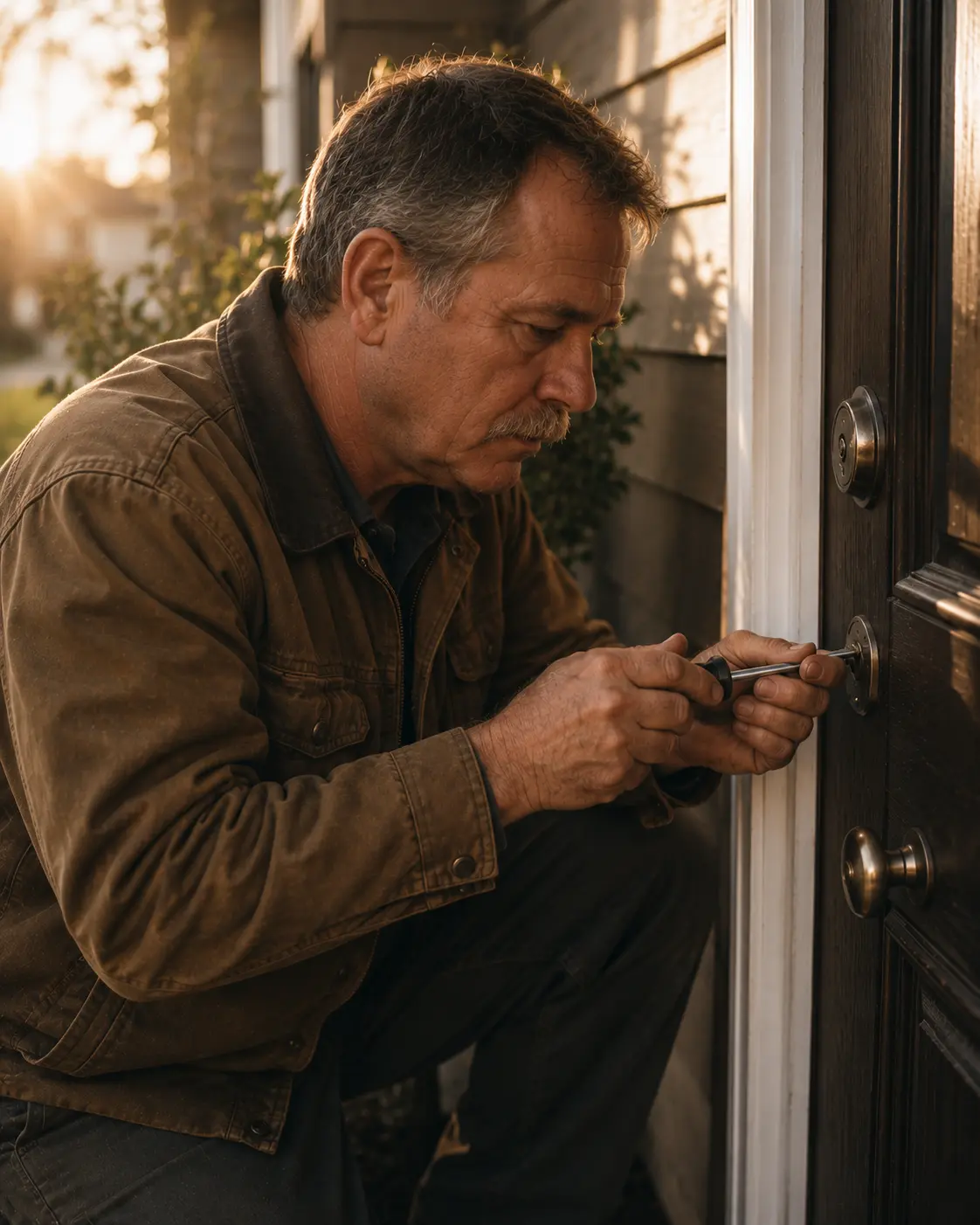 Locksmith technician at work